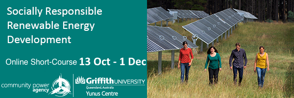 NRMjobs Notice 20013851 - Socially Responsible Renewable Energy Development Online Short-Course. 13 Oct - 1 Dec